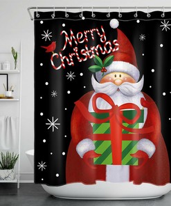 Santa Snowflake Gifts Christmas Shower Curtain - Fun Festive Bathroom Decor