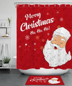 Santa Snowflakes Red Background Christmas Shower Curtain - Elegant Bathroom Decor