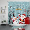 Santa Snowman Winter Holiday Shower Curtain For Bathroom