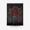 Satanic Flame Pentagram Shrine Texture Shower Curtain with Skeleton Print for a Dark and Mysterious Bathroom