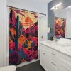 Saturated Sunset Hues Desert Shower Curtain With Mountains And Tribal Symbols For Boho Bathroom Decor