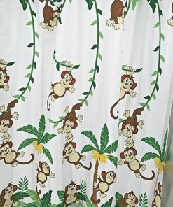 Saturday Knight Monkey Jungle Child's Shower Curtain- Add Fun to Your Kid's Bathroom