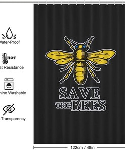 Save The Bees Shower Curtain Fashion Bath Curtain for Bathroom- Save the Environment with This Shower Curtain