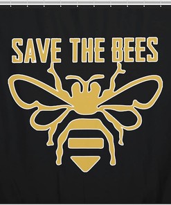 Save The Bees Waterproof Bathroom Shower Curtain for Home Hotel Decor- Show Your Care for This Planet
