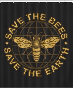 Save The Bees Waterproof Printed Bathroom Shower Curtain- A Perfect Addition to Any Bathroom