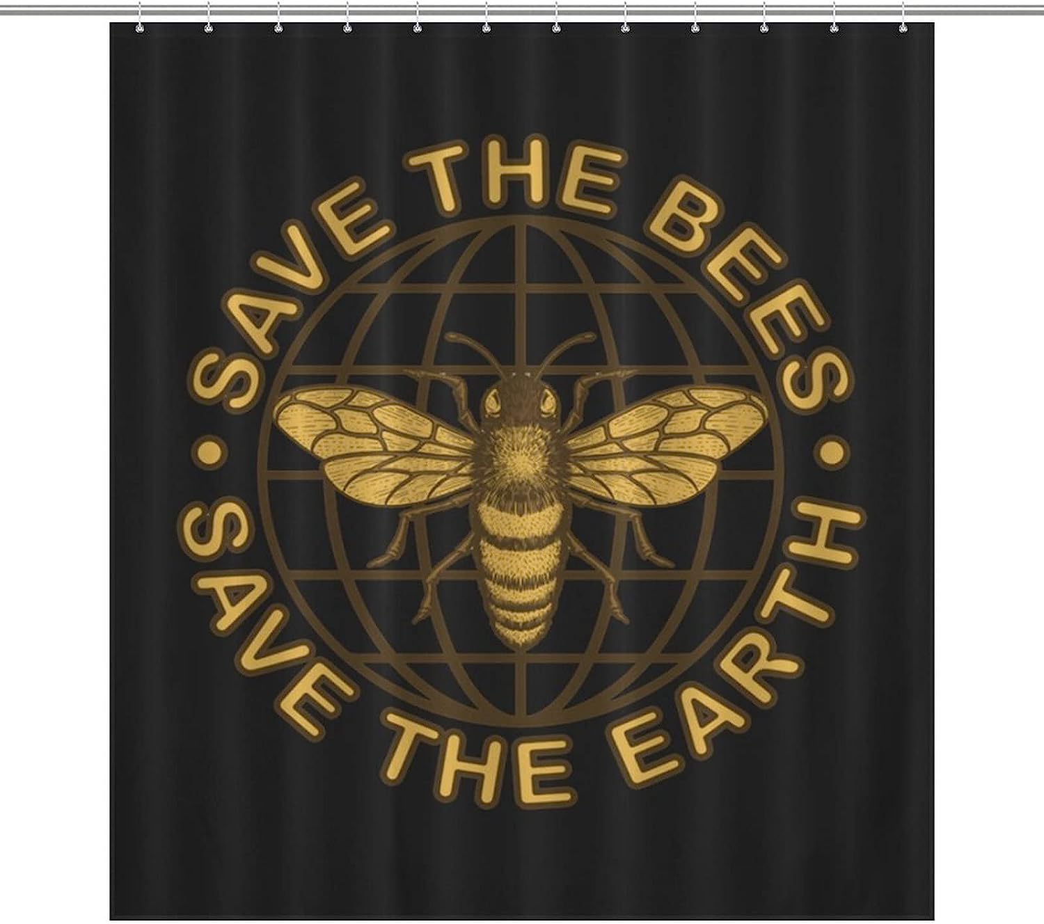 Save The Bees Waterproof Printed Bathroom Shower Curtain- A Perfect Addition to Any Bathroom