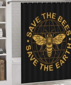 Save The Bees Waterproof Printed Bathroom Shower Curtain- A Perfect Addition to Any Bathroom