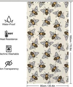 Save The Bees Waterproof Printed Bathroom Shower Curtain- Show Your Support for the Environment