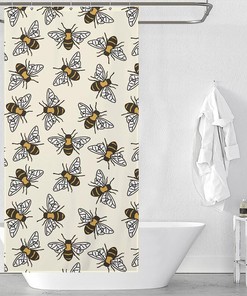 Save The Bees Waterproof Printed Bathroom Shower Curtain- Show Your Support for the Environment