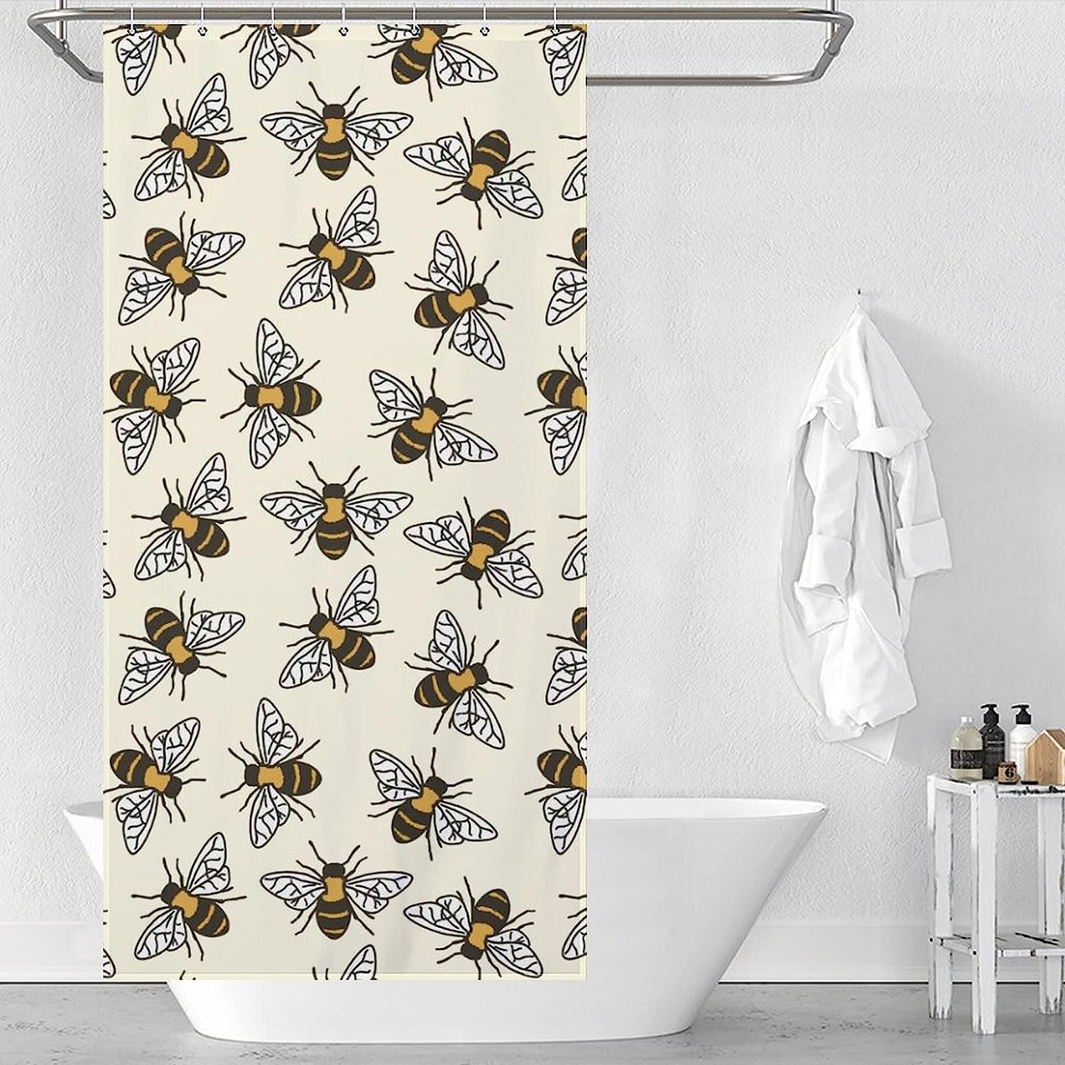 Save The Bees Waterproof Printed Bathroom Shower Curtain- Show Your Support for the Environment