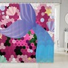 Scallop Starfish Colorful Hexagon Honeycomb Mermaid Shower Curtain for Kids Girls Room Decor