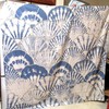 Scalloped Seashells Blue & White Waterproof Fabric Shower Curtain for Beach Bathroom Decor 