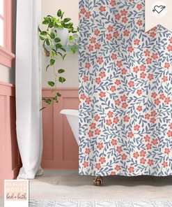 Scandi Floral Shower Curtain- Add a Pop of Color to Your Bathroom