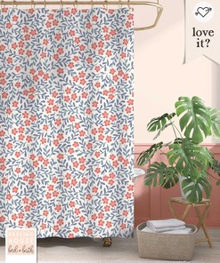 Scandi Floral Shower Curtain- Add a Pop of Color to Your Bathroom
