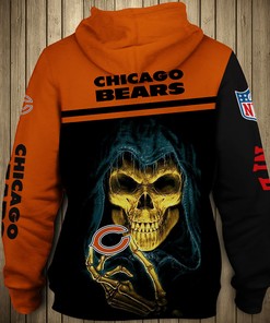 Scare Everyone With This Chicago Bears Skull Hoodie For Halloween - Perfect Graphic Gifts For Fans