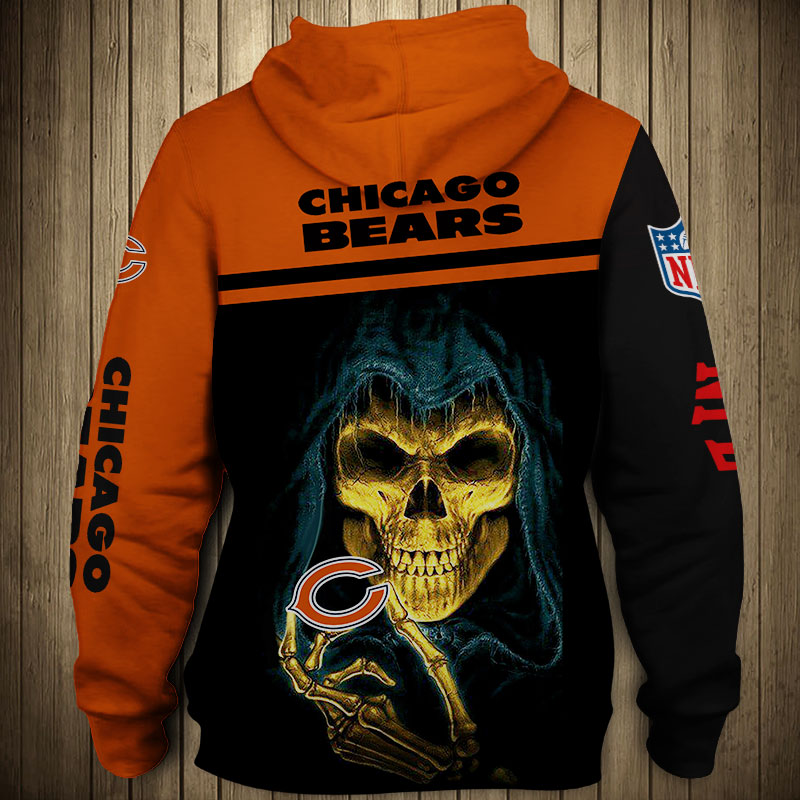 Scare Everyone With This Chicago Bears Skull Hoodie For Halloween - Perfect Graphic Gifts For Fans