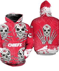 Scare Up Some Fun With This Kansas City Chiefs 3D Skull Printed Halloween Hoodie