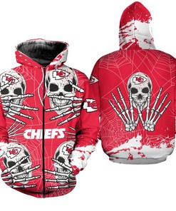 Scare Up Some Fun With This Kansas City Chiefs 3D Skull Printed Halloween Hoodie