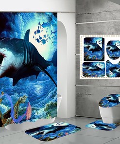 Scarred Shark Cool Animal Shower Curtain Accessories Bathroom Decor