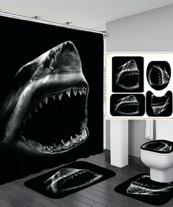 Scary 3D Shark Mouth Shower Curtain For Your Bathroom