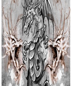 Scary And Evocative Dragon Creature Sketch Stall Shower Curtain For A Dramatic Bathroom
