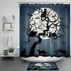 Scary Black Cat Pumpkin Owl Halloween Full Moon Shower Curtain For Thrilling Bathroom Accessory