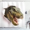 Scary Break Scenery Dangerous Dinosaur Tears Up The Paper Wall Image Shower Curtain - Cloth Fabric Bathroom Decors