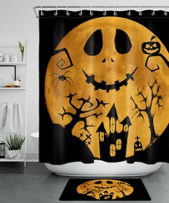 Scary Christmas Nightmare Moon Shower Curtain - Halloween Horror Bathroom Decor