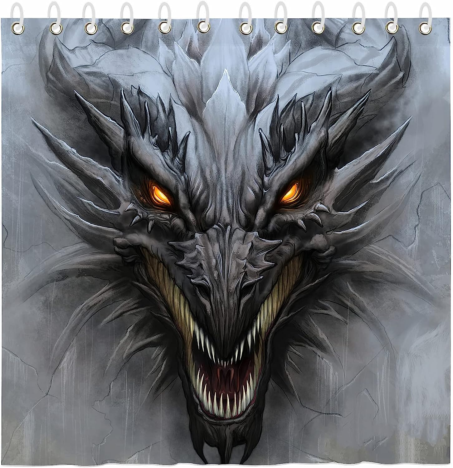 Scary Dragon Mythical Fantasy Animal Print Fabric Shower Curtain for Bathroom