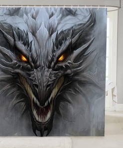 Scary Dragon Mythical Fantasy Animal Print Fabric Shower Curtain for Bathroom