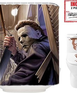 Scary Evil Killer Michael Myers Halloween Fabric Shower Curtain Decoration 