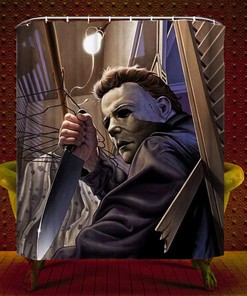 Scary Evil Killer Michael Myers Halloween Fabric Shower Curtain Decoration