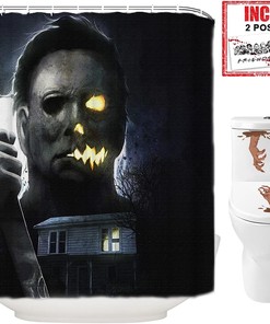 Scary Evil Killer Michael Myers Horror Movie Halloween Fabric Shower Curtain Decoration