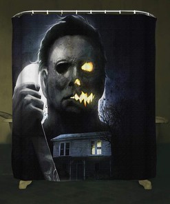Scary Evil Killer Michael Myers Horror Movie Halloween Fabric Shower Curtain Decoration