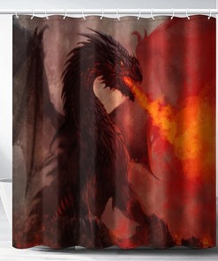 Scary Fire Dragon Red Shower Curtain for a Mystical Bathroom