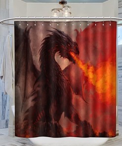 Scary Fire Dragon Red Shower Curtain for a Mystical Bathroom