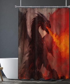 Scary Fire Dragon Red Shower Curtain for a Mystical Bathroom