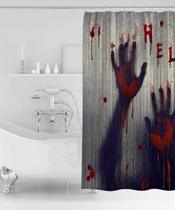 Scary Halloween Blood Fingerprints Fabric Shower Curtain With Waterpoof Feature