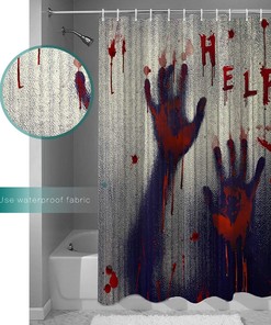Scary Halloween Blood Fingerprints Fabric Shower Curtain With Waterpoof Feature