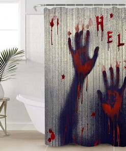 Scary Halloween Blood Fingerprints Fabric Shower Curtain With Waterpoof Feature