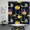 Scary Halloween Night With Pumpkin Bats Shower Curtain