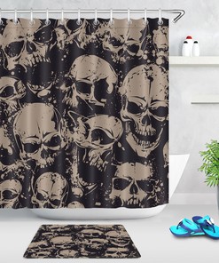 Scary Halloween Skull Pattern Shower Curtain For Spooky Bathroom Decor.