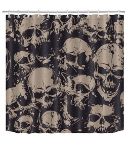 Scary Halloween Skull Pattern Shower Curtain For Spooky Bathroom Decor.