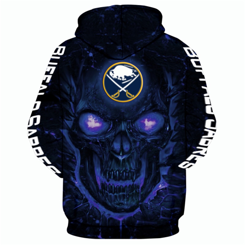 Scary Halloween Themed Buffalo Sabres Hoodie With 3D Skulls Pullover Design