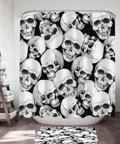 Scary Human Skulls Shower Curtain- An Intriguing Addition to Your Bathroom