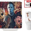 Scary Killer Freddy Jason Michael Halloween Fabric Shower Curtain And Toilet Stickers Christmas Party Decoration