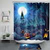 Scary Moon Castle Halloween Shower Curtain: Decorate Your Bathtub with Pumpkin and Graveyard Vibes