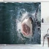 Scary Open Mouth Teeth Shark Print Shower Curtain for Your Bathroom