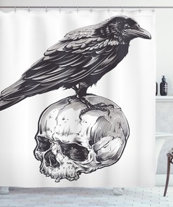 Scary Sketchy Old Skull Image Print Bathroom Shower Curtain- Create a Cryptic Atmosphere in Your Bathroom