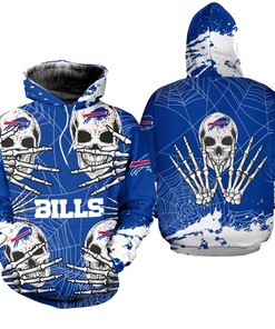 Scary Skull For Halloween Graphic Buffalo Bills Hoodie, A Must-Have For Fans